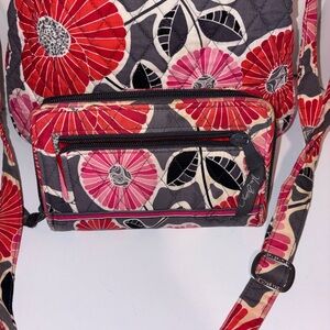 Vera Bradley Red and Pink Floral Crossbody Bag